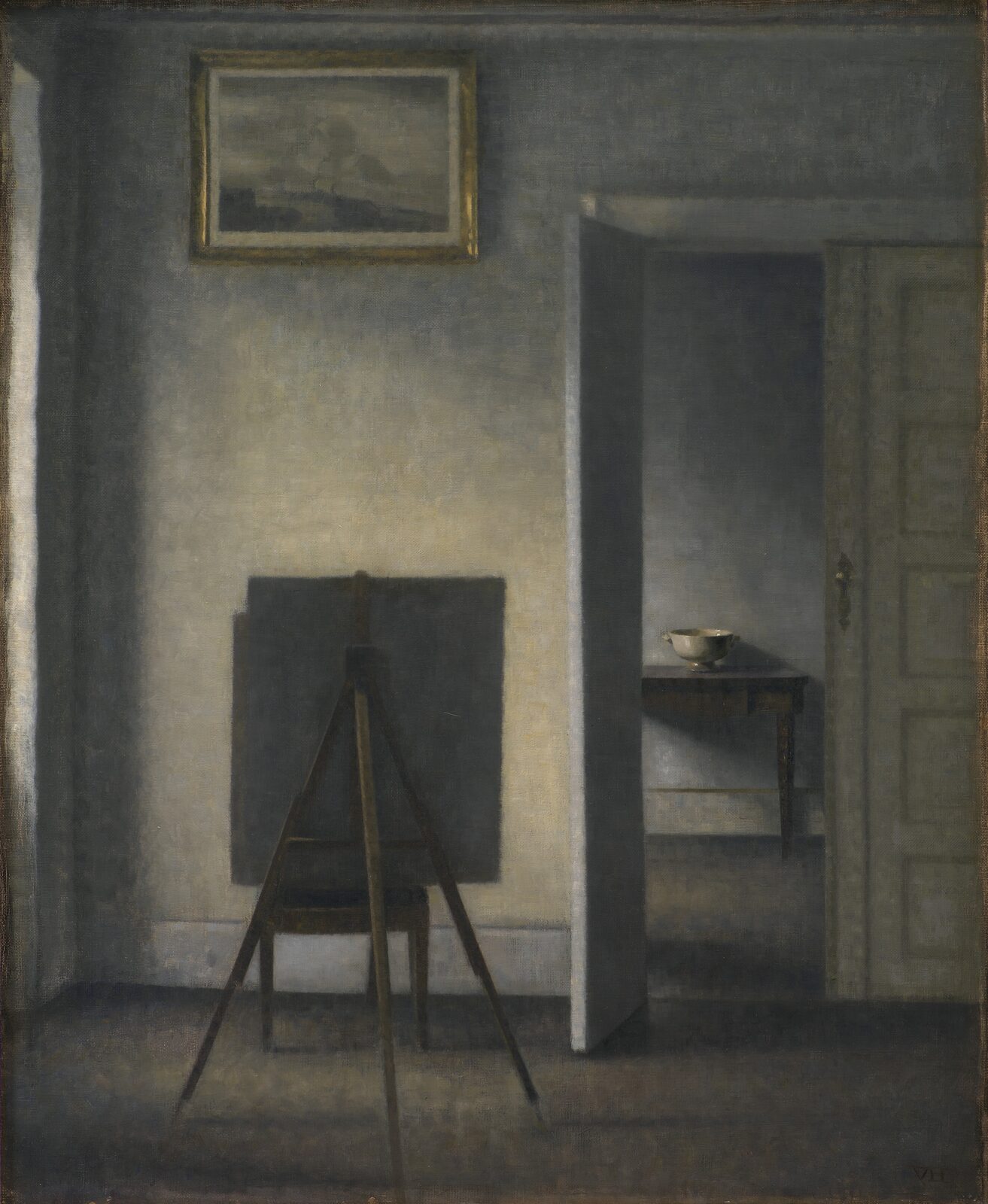 Wnętrze ze sztalugą artysty - Vilhelm Hammershøi