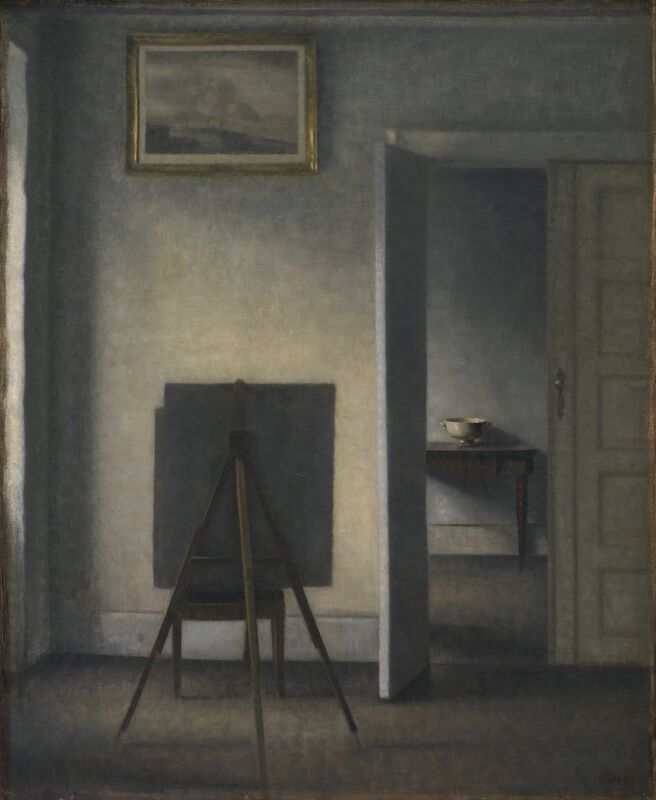 Wnętrze ze sztalugą artysty - Vilhelm Hammershøi
