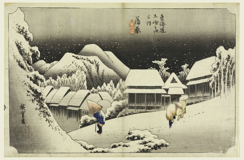 Kambara - nocny śnieg - Utagawa Hiroshige