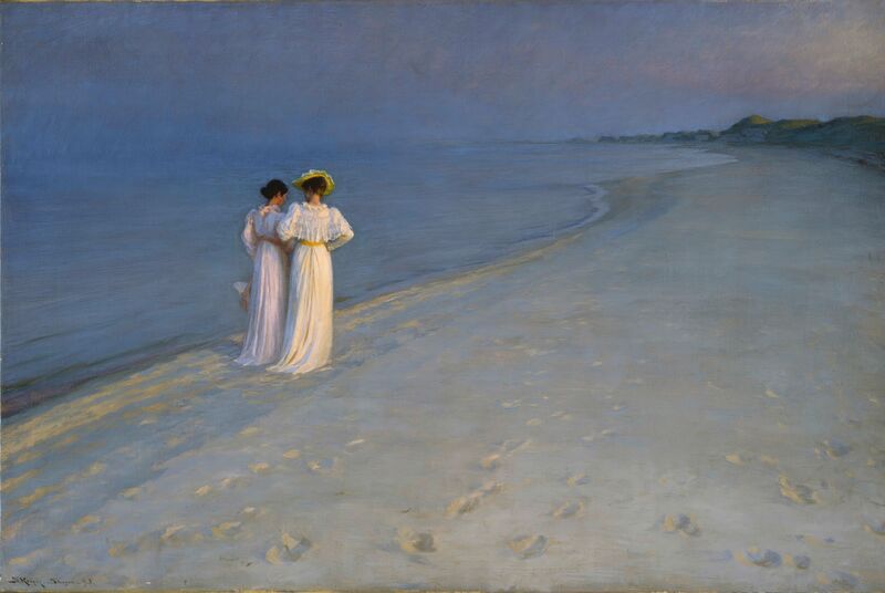 Letni wieczór na plaży w Skagen - Peder Severin Krøyer