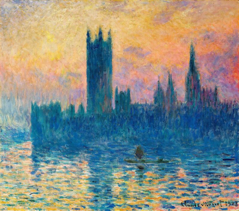 Parlament w Londynie, zachód słońca - Claude Monet