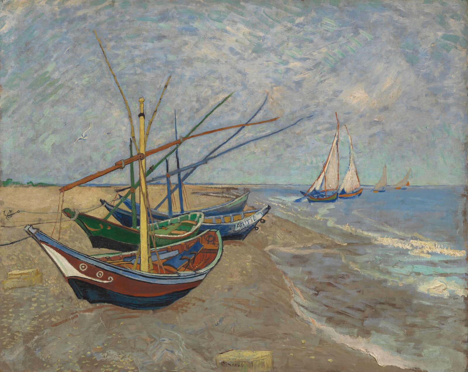 Łodzie rybackie na plaży w Saintes-Maries - Vincent van Gogh